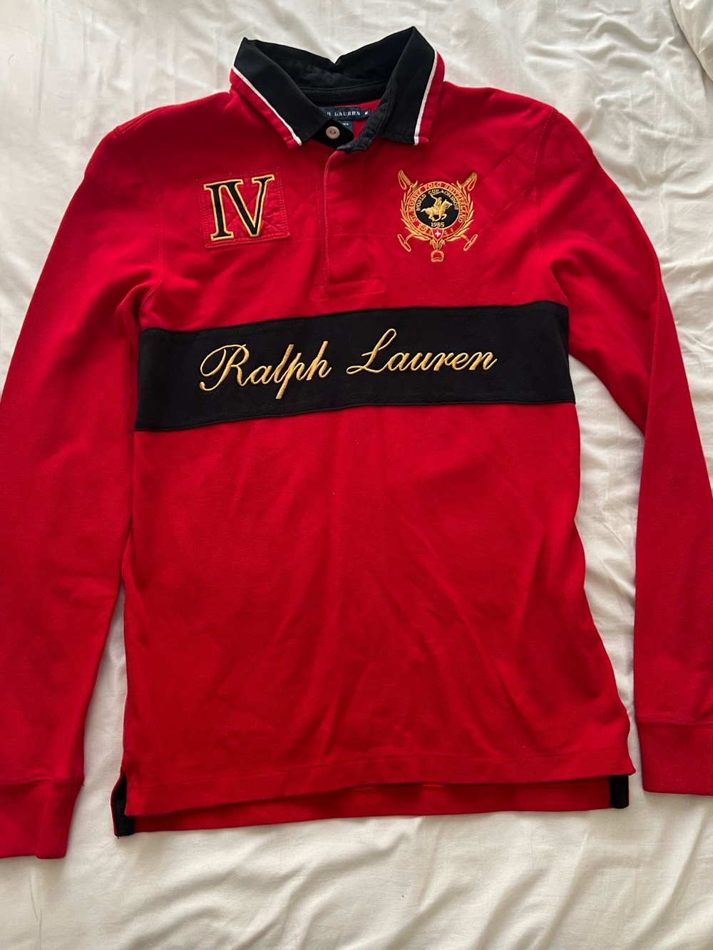 Ralph Lauren Red Rugby Polo with Black Chest Band